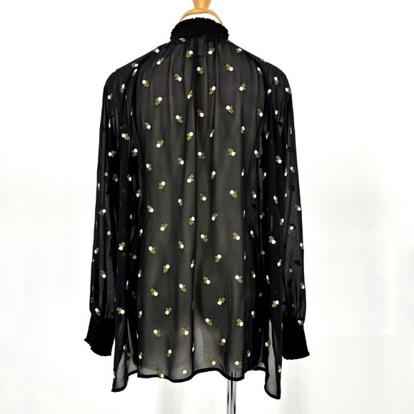 Cabi Embroidered Blouse # 5338, Sheer Black with Embroidered Roses, Small - Picture 6 of 16